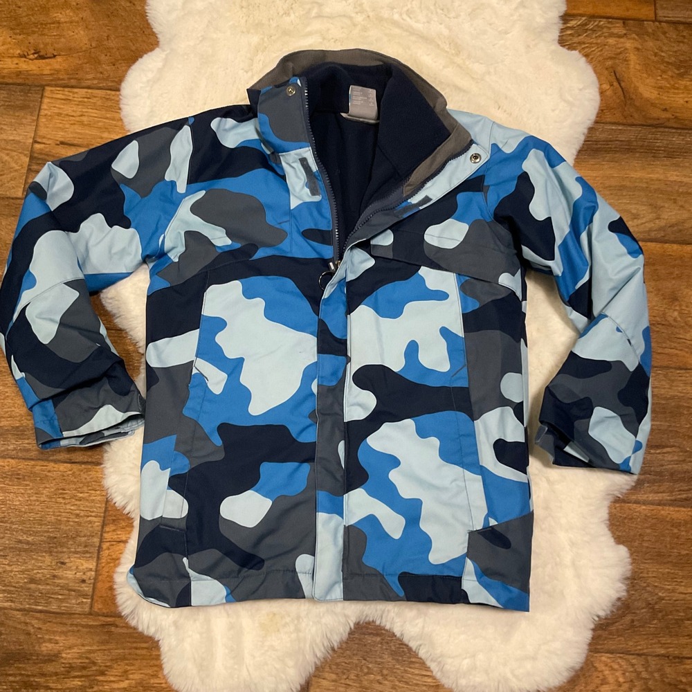 Columbia Coat Interchange Size M 10/12 Blue Camo Boys Jacket Omni-Tech Bugaboo